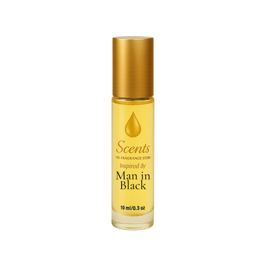 Scents Inspired by Bvlgari Man in Black, 10 mL fragrance oil roll-on bottle