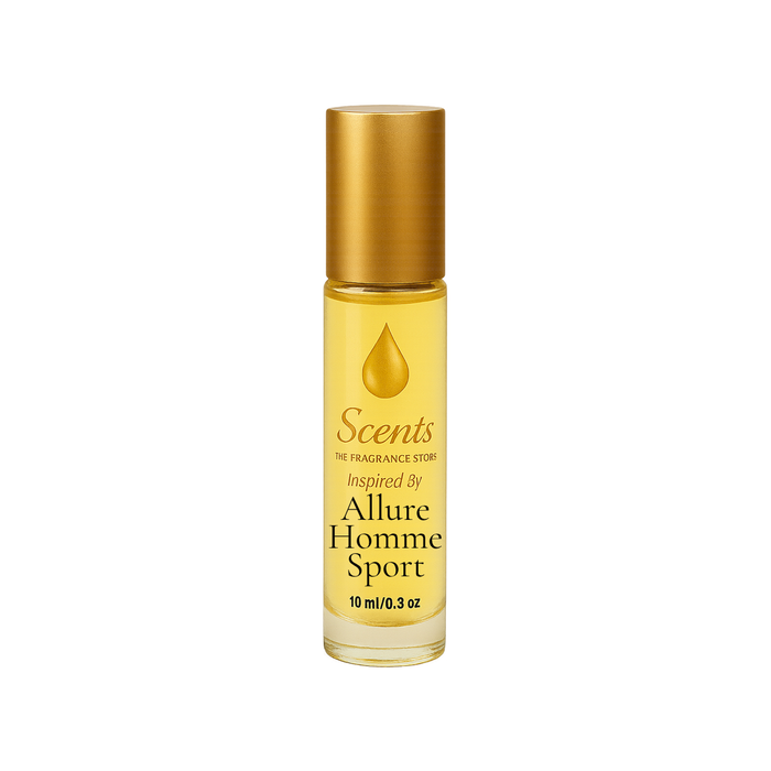 Scents Inspired by Chanel Allure Homme Sport, 10 mL fragrance oil roll-on bottle